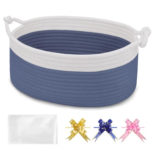 Image of Small Empty Gift Basket with Bag & Ribbons, White & Folkstone Gray