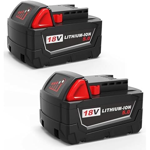 BULL-TECH 18V 48-11-1850 5.0 AH 2Pack Replacement for Milwaukee m18 Battery,Compatible with All Power 18V Milwaukee Power+ Tools Cover