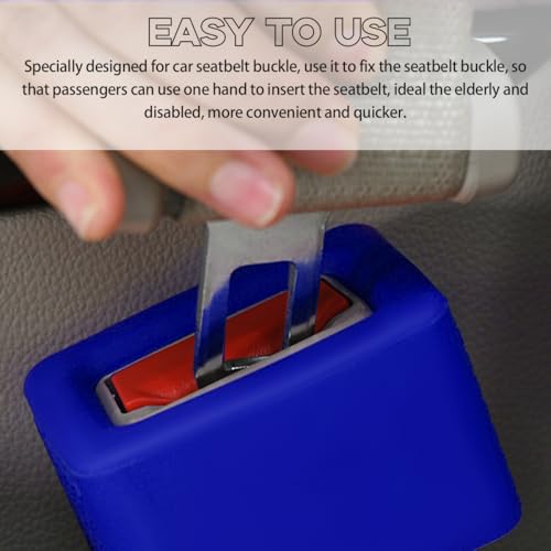 Image of Augeny 2 PCS Seat Belt Buckle Holder, Silicone Auto Rear Seatbelt Buckle Booster to Makes Receptacle Stand Upright for Easy Access, Universal Vehicle Seatbelt Buckle for Kids (Dark Blue)