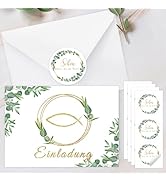 Wentsent 12x Einladungskarten Kommunion mit 12x Umschlag Einladungskarten Taufe Kommunion Konfirm...