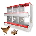 Chicken Nesting Boxes,6 Compartments Metal Chicken Laying Box with Roll Out Egg Collection with Large Vented Holes for Chickens, Hens, Ducks, Large Egg Laying Boxes (6 Compartments)
