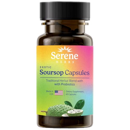 Serene Herbs Soursop Capsules with Probiotics & Soursop Bitters for Immune Support & Gut Health with Black Seed Oil, Moringa,