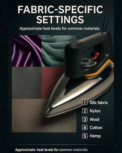 مكواة جافة 1500 واط من اليسم، مكواة سفر للملابس مع غطاء قاعدة واقية 0.2 ملم، تسخين سريع 10 ثوان، طرف دقيق للاطواق / الازرار، 5 اعدادات لدرجة الحرارة، مزيل التجاعيد