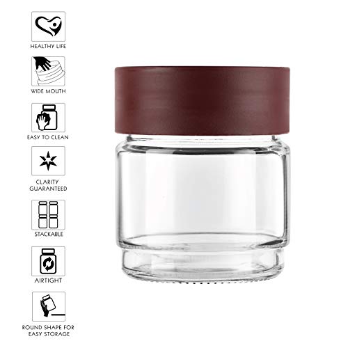 Image of CELLO Modustack Glassy Storage Jars For Kitchen 500 ml Maroon | Freezer & Fridge Safe Airtight Stackable Leadfree Toughened Glass Kitchen Storage Container For Beans, Whole Grains, Spices & Dry Fruits