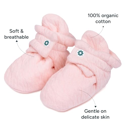 Image of NINTARABABY Organic Cotton Booties - Soft, Lightweight & Breathable | Adjustable Fit, Gentle on Skin, Unisex Gift for Baby Showers & Newborns