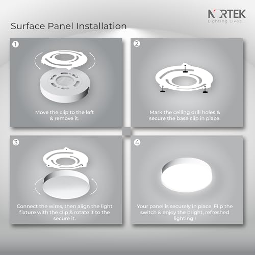Image of Nortek KRSNA 15W LED Surface Panel Light | Bright Panel Lights for Ceiling, Bedroom, Hall, Balcony | Cool White | Decorative Round Wall Panel | Fall Ceiling Light for Home & Office | Pack of 10