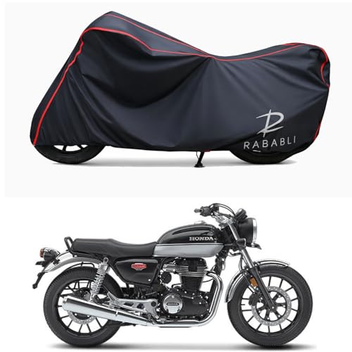 Image of Waterproof Bike Body Cover Compatible for | Honda Hness CB350 DLX | Taffeta Fabric, Red Piping Design, Bottom Elastic Fit | Dustproof, Sun UV & Rain Protection for All Bikes