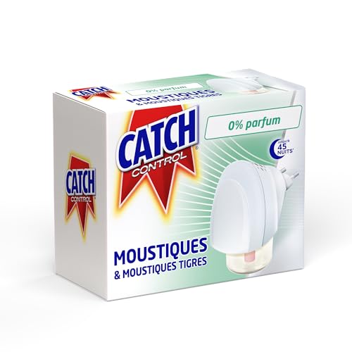 CATCH CONTROL Diffuseur Electrique Standard Sans Parfum, Repulsif Anti Moustiques et Moustiques Tigres, Protection, Formule Efficace Jour et Nuit, Usage...