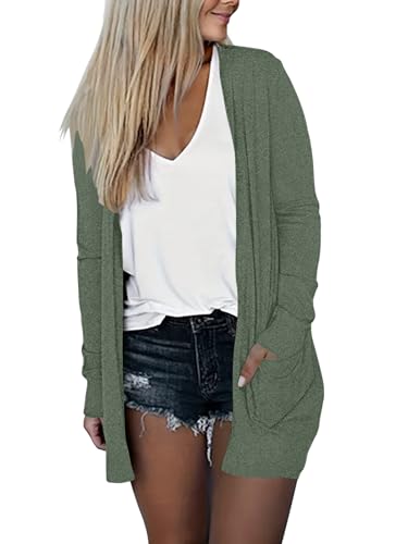Image of DB MOON Womens Long Cardigan 2026 Fall Lightweight Long Sleeve Open Front Sweater with Pockets