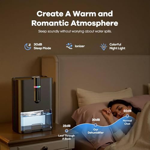 Deumidificatore Casa Elettrico, Deumidificatore Elettrico Per 80 M², Anti Muffa, 2500 Ml Portatile, Ultra Silenzioso, Deumidificatores Portatile Per Camera Da Letto, Bagno, Armadio - 5