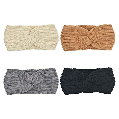 DRESHOW 4 Pack Knitted Crochet Headbands Cover
