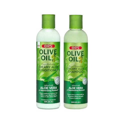ORS Olive Oil Deep Hydrating Creamy Aloe Conditioner & Deep Cleansing Shampoo with Aloe Vera for Rejuvenating Moisture (2 Piece Set)