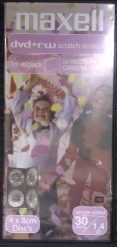 Maxell Blank Mini DVD Media in Slim Case (4 Discs of 8cm DVD+RW rewritable) for Compatible DVD camcorders or General Data Storage