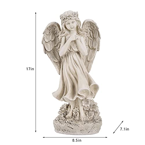 Garden Angel Figurines, Light Up Praying Angel Statues Outdoor Statue With Solar Powered Led Lights For Patio, Lawn, Cemetary Grave Decoration, Sympathy Gift, Housewarming Gift, Polyresin 16.9" H #TOP5