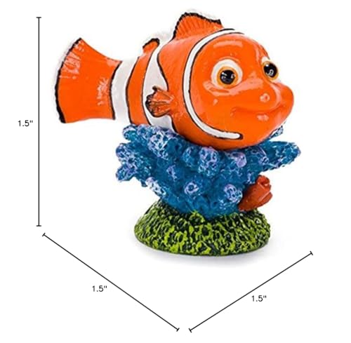 Image of Penn-Plax Finding Nemo on Coral Ornament - Mini Aquarium Decor for Small Freshwater and Saltwater Tanks or Bowls - Durable Fish-Safe Resin Coral Design - Easy to Clean, 2-Inch