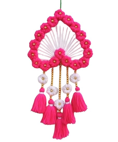 Ronak Enterprises Handmade Jute Antique Wall Hanging Toran for Home Décor Pink/white Heart Shape-03-image-31