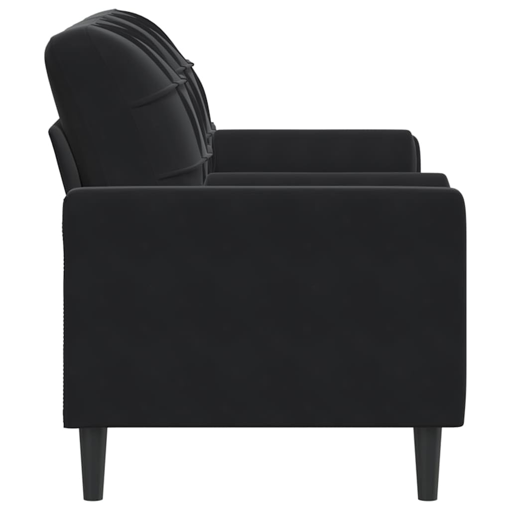 vidaXL Sofá de 2 plazas con Cojines Terciopelo Negro 140 cm, sofá, sofá de salón, sofá de Tela, sofá tapizado, sofá de Tres plazas
