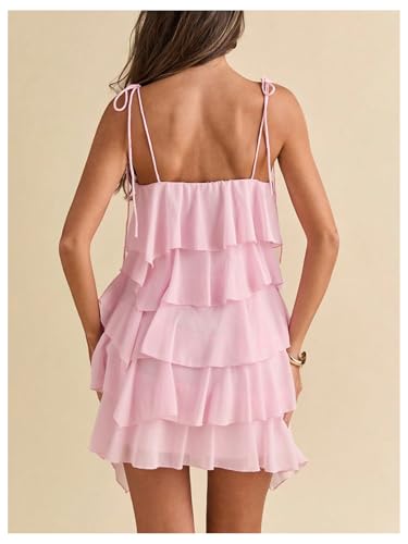 Floerns Women's Cocktail Tie Shoulder Mini Dress Sleeveless Layered Ruffle Cami Sundress2
