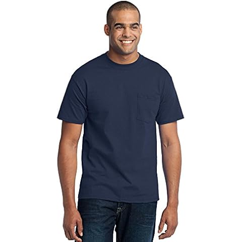 PORT AND COMPANY 50/50 Cotton/Poly Tshirt with Pocket (PC55P) Navy, XL Cover