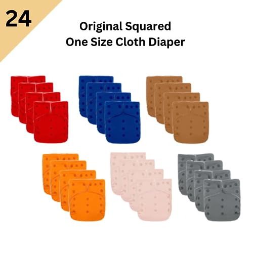Cloth Baby Diaper Value Pack - 24 KaWaii Baby Original Squared One Size Cloth Diapers with 48 One Size Super Absorbent Stay-Dry Inserts, 2 Waterproof Layers Washable Reusable for Babies 8-36 Pounds - Image 3