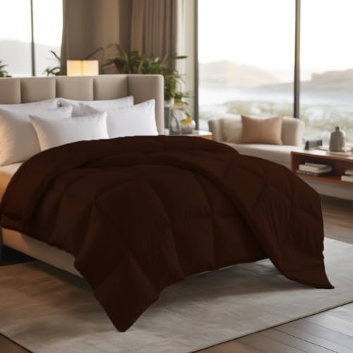 Image of Earthlycozy 300GSM Premium Comforter - Hypoallergenic, Breathable, Reversible, Lightweight, All-Season, AC Friendly and Machine Washable (Chocolate Brown, Double)