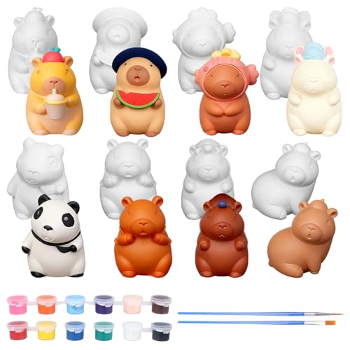 8Pcs Ceramics to Paint Capybara Gifts, Paint Your Own Ceramic