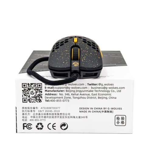 G-Wolves Hts (Small) Wired Gaming Mouse - Paw3389 Sensor - 50 To 16,000 Cpi - 48±2Gram-Ttc Golden Color Encoder - Ultra Lightweight Honeycomb Design（Small-Wired-Stardust-Goldencolor） #TOP2