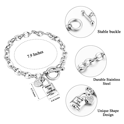 abooxiu Lock Urn Bracelet for Ashes - Crystal Heart Cremation Bracelet - Stainless Steel Memorial Ash Holder for Men Women - Silver2