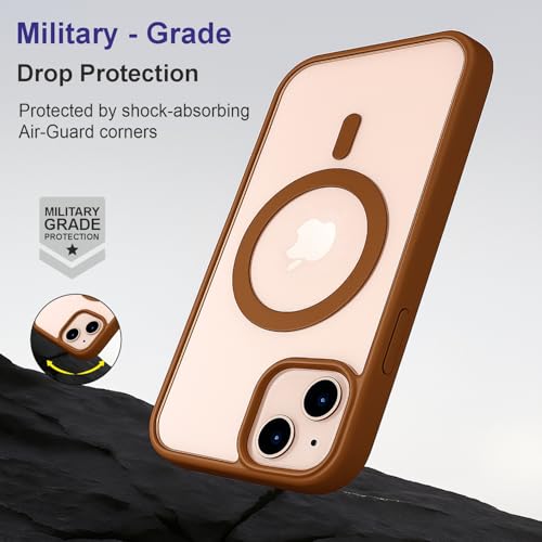 Image of AIBEX Clear Mag-Saf Case for iPhone 13 Pro | Strong Magnetic Lock, Anti-Yellowing Transparent Back, Military-Grade Drop Protection, Slim Lightweight Cover with Camera Guard - Brown