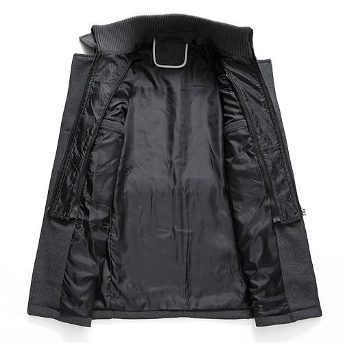 Image of INVACHI Men's Wool Blend Coat Warm Winter Trench Coat with Detachable Soft Scarf Single Breasted Pea Coat