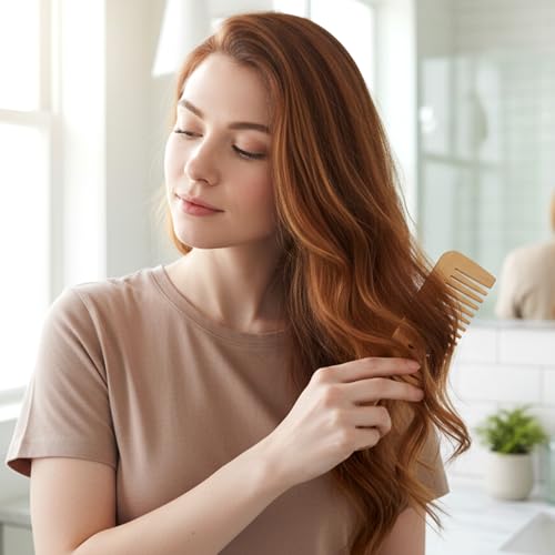3 peines de madera para cabello y barba naturale miniatura 4