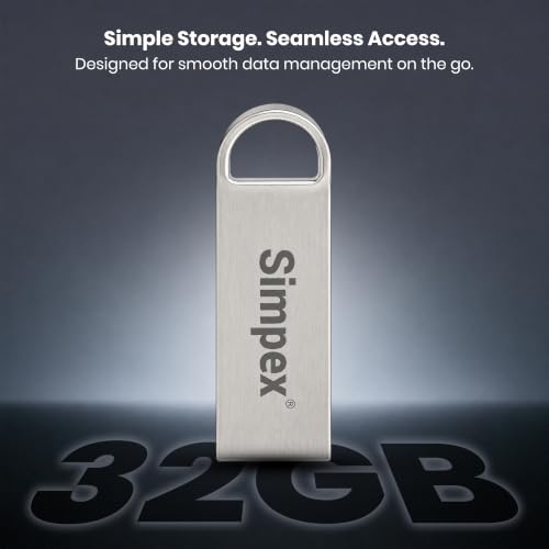 Image of Simpex (32GB 2.0V) Metal Body 32GB USB 2.0 Flash Drive,High Speed Read & Write Pen Drive, X-Ray & Temperature Resistant, Compatible with Windows & Mac OS