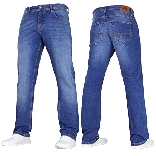 Crosshatch New Mens Stretch Straight Leg Classic Regular Fit Basic Denim Jeans by Jeanbase Mid Wash 34W X 32L
