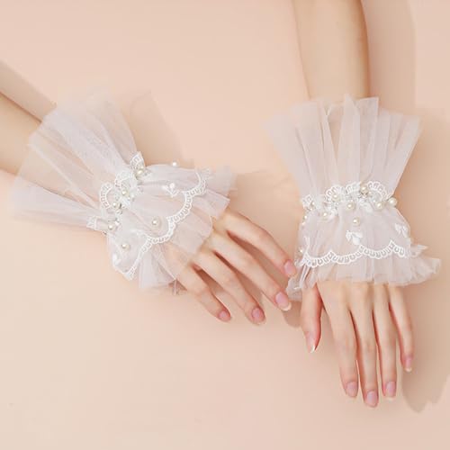 Lolita Lace, tea party accessories for women, Women Lace Gloves Party Wedding Gloves Bow Short mitten Evening Elegant Accessories.3