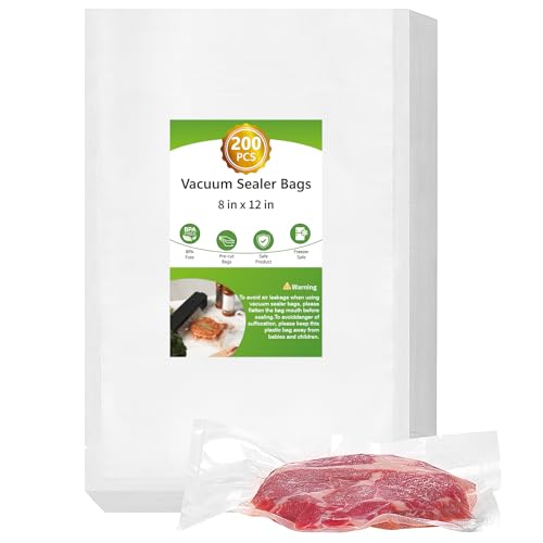 Moretoes 200pcs Vacuum Sealer Bags, Food Saver Bags Quart 8
