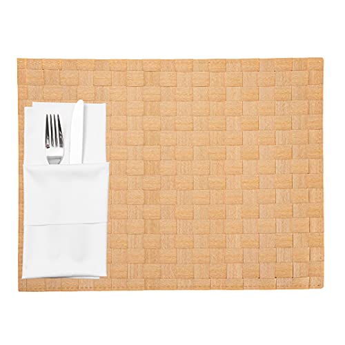 Restaurantware Rectangle Gold Woven Placemat, 16 x 12 in, 6 Pack