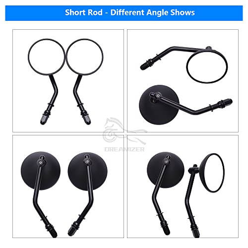 Image of DREAMIZER 3 inch Motorcycle Handlebar Mirrors Black Round Rear View Side Mirrors Universal 8mm 10mm Compatible with Sportster 883 1200 Softail Dyna ATV Street Sport Bike Cruiser Chopper Bobber Scooter