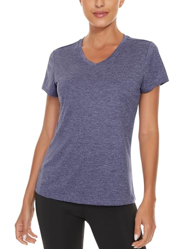 MAGCOMSEN 2 Pack Womens Short Sleeve Tees Moisture Wicking Shirts Summer V Neck Running Tops2