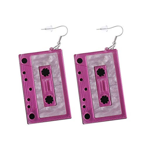 CADANIA Retro Kassette Baumeln Nette Hübsche Ohrringe Für Frauen Schmuck Lila Cover