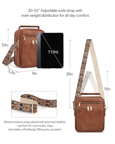 Image of Large Crossbody Bags for Women,Boho Strap Vegan Leather Purse | Built-in Wallet RFID Womens Crossbody Purse,Structured, Multi Pockets, Versatile Shoulder Bag for Travel,commuting,daily