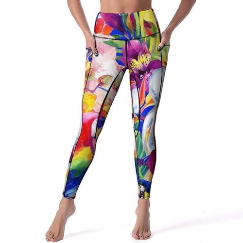 Pantalon de sport yoga fleur de perroquet legging femmes fitness gym jogging S