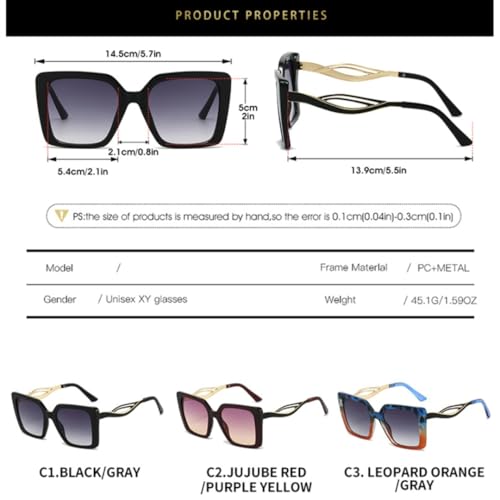 Lunettes de soleil rétro léopard dégradées carrées avec protection UV400 - 7