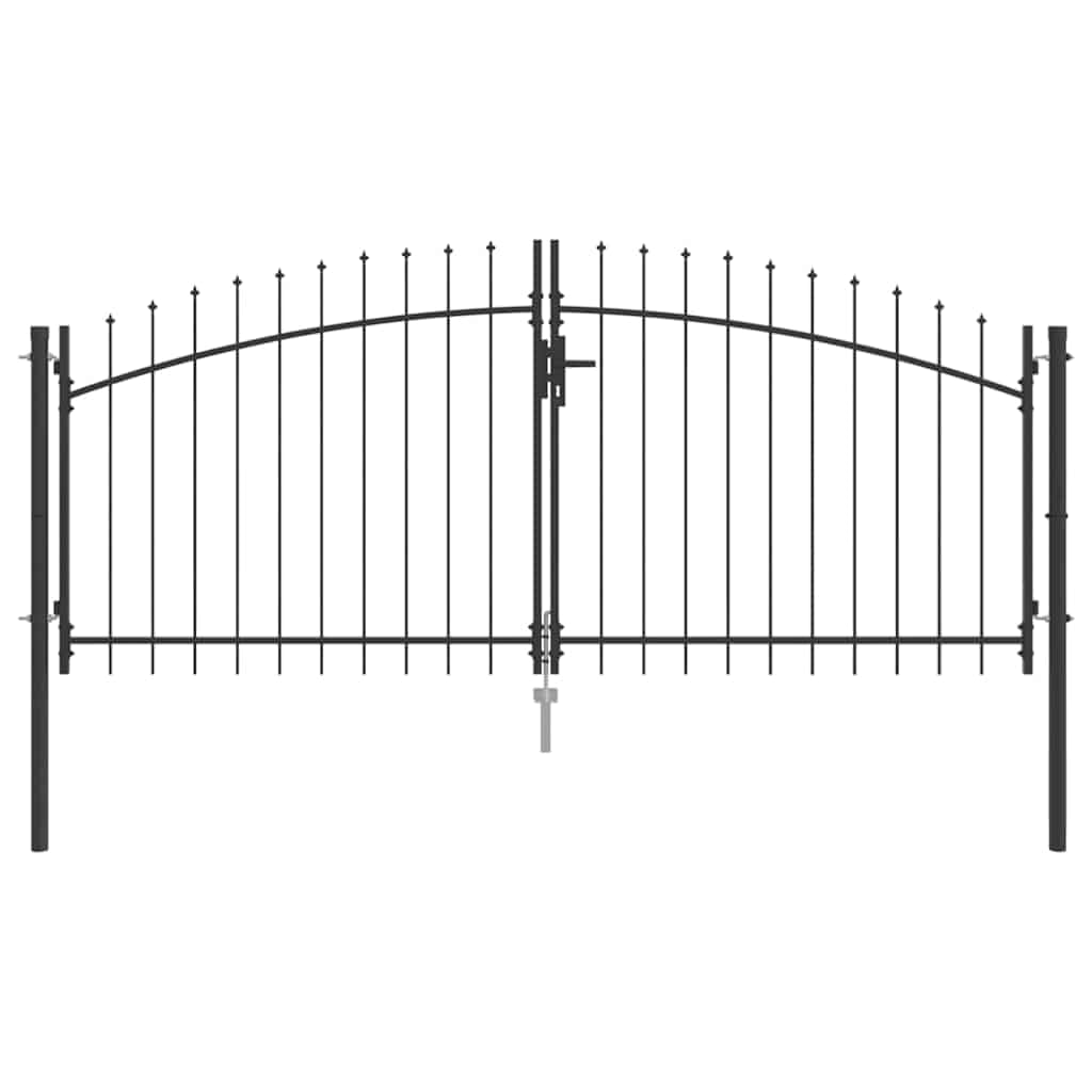vidaXL Double Gate with Lock Grey 299.5 x 149.5 cm Steel, Garden and Terrace, Modern, Heavy-Duty Construction, Secure Entry Gate, Minimalist, Grey Steel, Functional Design