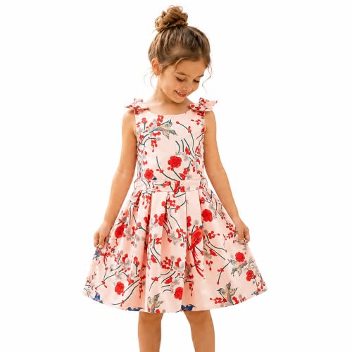 Image of Miss Lavish London Kid Dress for Girls, Shoulder Bow Printed Party Dress, Summer Dress for Girls, Kids Printed Dress for Birthday, Vacation, Wedding & Festival Girls Dresses
