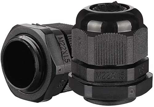 Heyiarbeit Cable Gland - 22 Pack M22 Plastic Waterproof Adjustable 10-13mm Cable Gland Connectors Cable Gland Joints with Gaskets, Black-image-43