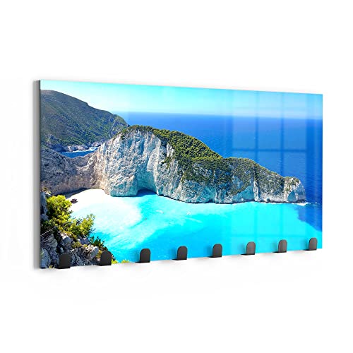 DEQORI Wandgarderobe Glas & Metall | Motiv Schiffswrack-Strand | 60x30 cm |...