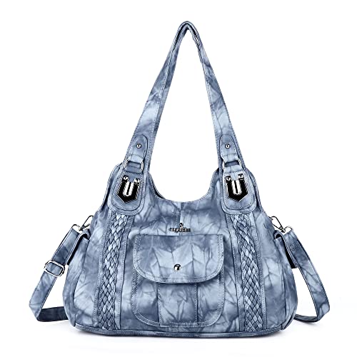 Image of Angel Kiss Purses and Handbags for Women Washed Vegan Leather Crossbody Hobo Satchel Shoulder Tote Purse