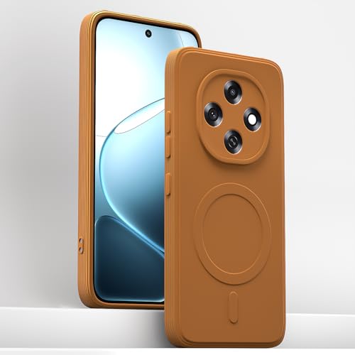 Image of Outlouders Back Cover for Oppo F31 Pro 5G Soft Matte Silicone Cover with Slim Fit | Mag-Safe Logo (Not Mag-Safe Compatible) | Shockproof | Camera Protection Bumper Case (Orange)
