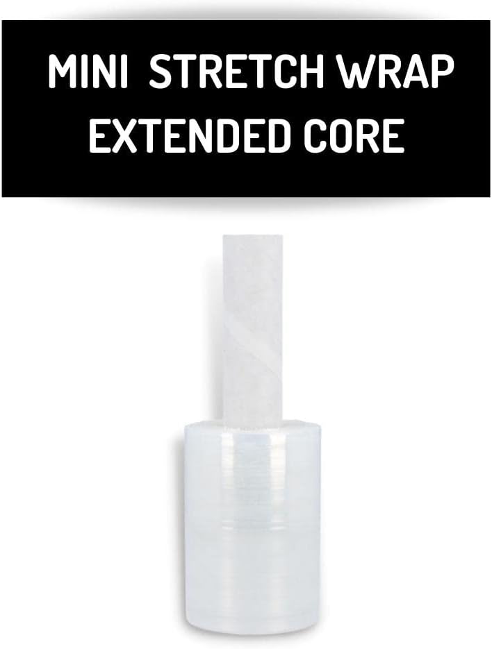PSBM Mini Stretch Wrap with Extended Core Handles, 15 Rolls 5 Inch x 1000 Feet 80 Gauge Heavy Duty Clear Plastic Wrap Industrial Strength Shrink Film for Moving, Packing & Shipping