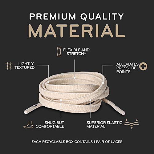 The Original Stretchlace - Flat Elastic Shoelaces, Stretch Shoe Laces For Adult Sneakers, Stylish Shoe Laces For Elderly, Kids, And People With Special Needs, Ivory, 45In #TOP2
